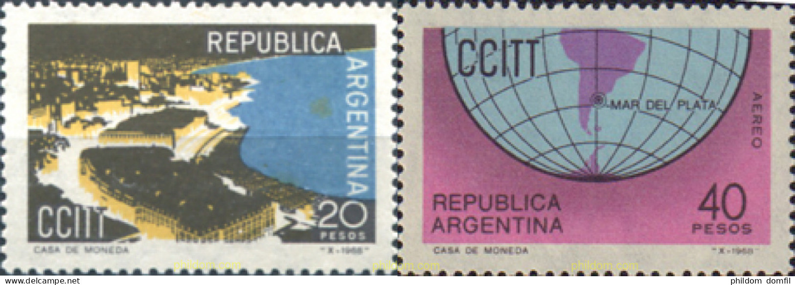 698497 MNH ARGENTINA 1968 4 ASANBLE DE LA COMISION CONSULTIVA INTERNACIONAL DE TELEGRAFOS - Usati