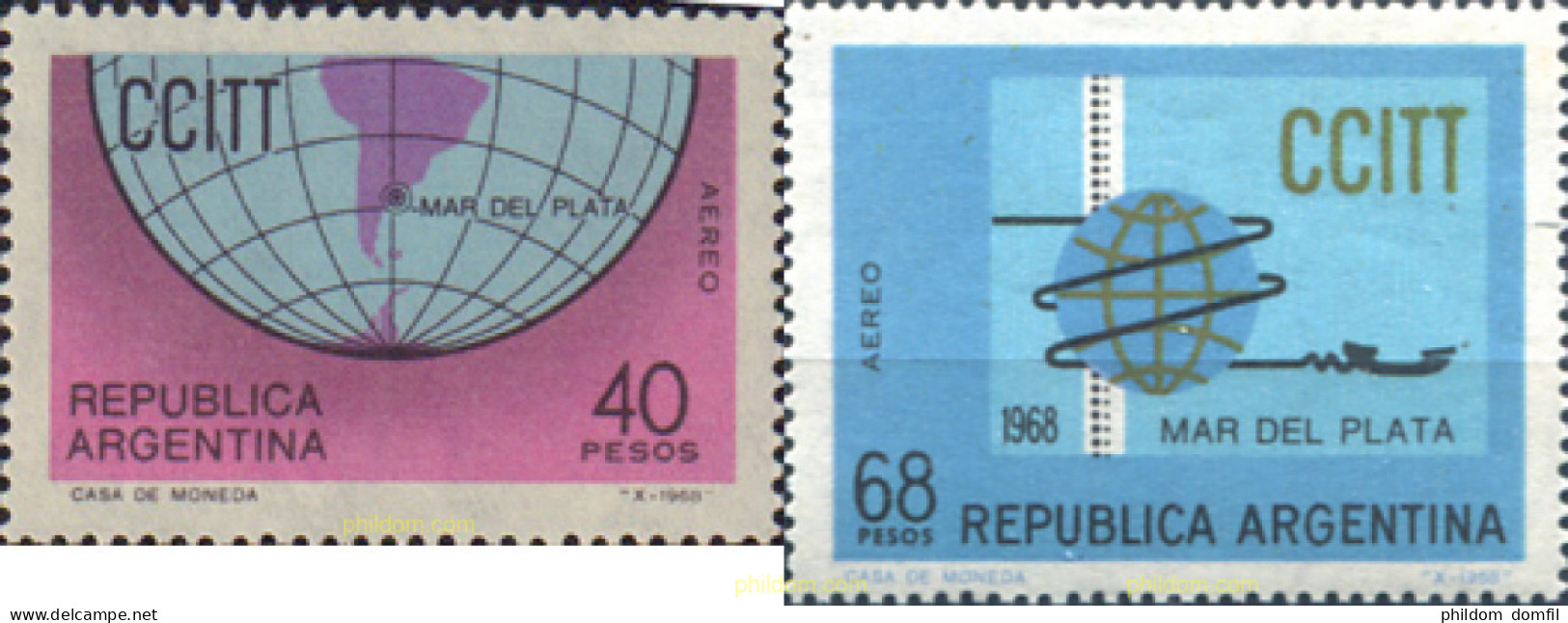 698498 MNH ARGENTINA 1968 4 ASANBLE DE LA COMISION CONSULTIVA INTERNACIONAL DE TELEGRAFOS - Usati
