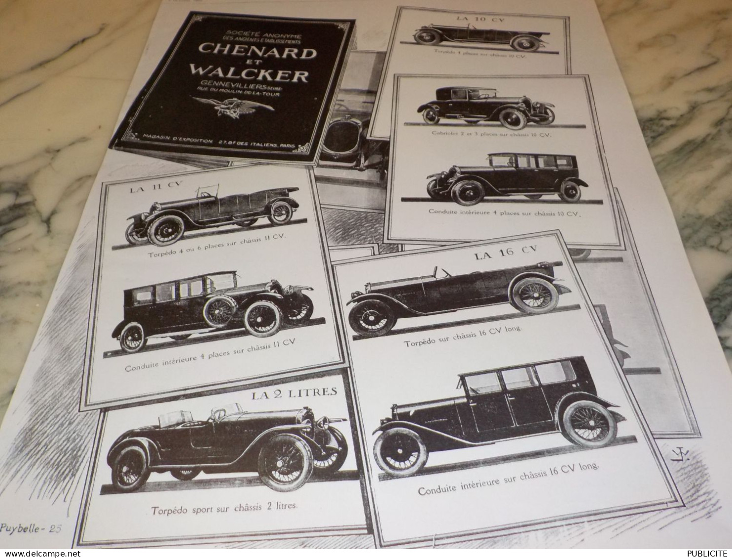 ANCIENNE PUBLICITE  CATALOGUE  VOITURE CHENARD WALCKER 1925 - Voitures