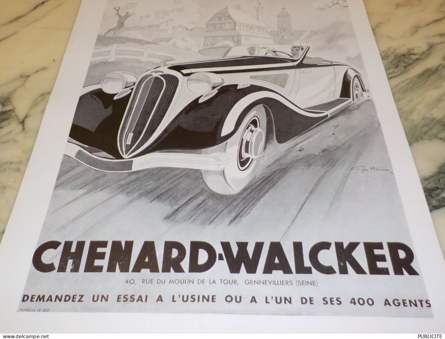 ANCIENNE PUBLICITE  AUTOMOBILE CHENARD & WALCKER  1936 - Voitures