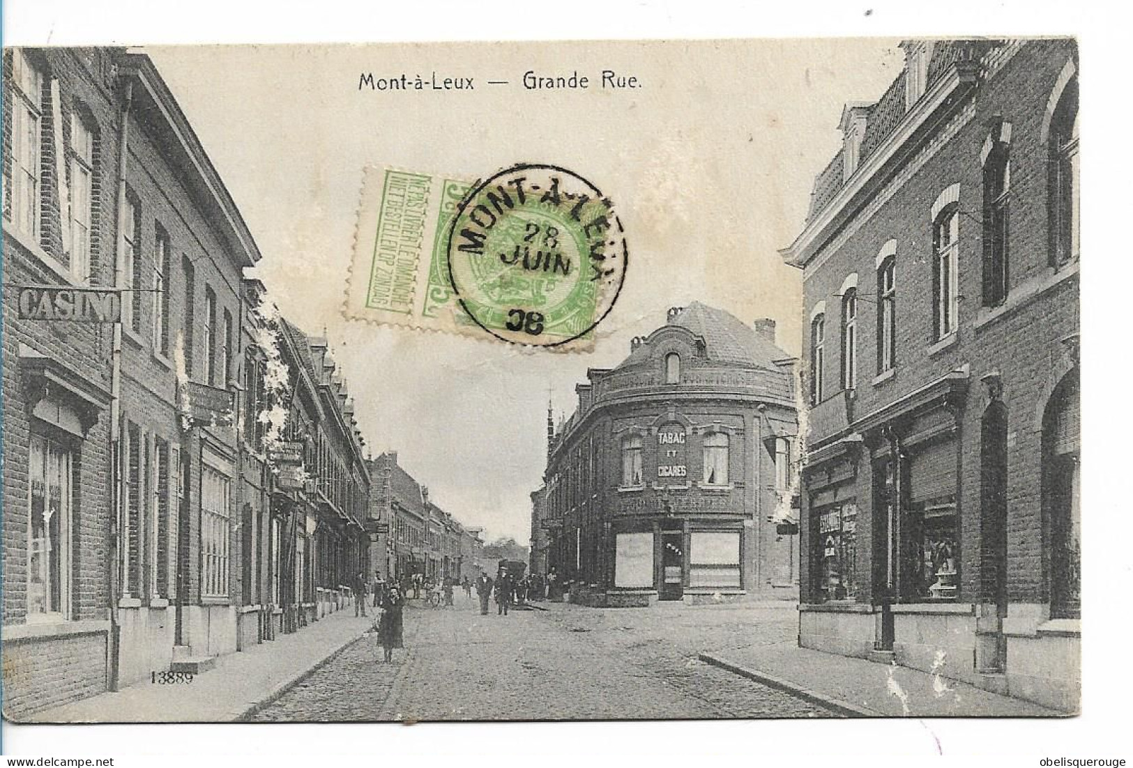 HAINAUT  MONT A LEUX MOUSCRON MOESKROEN HRANDE RUE EN 1908 ANIMATION - Mouscron - Moeskroen