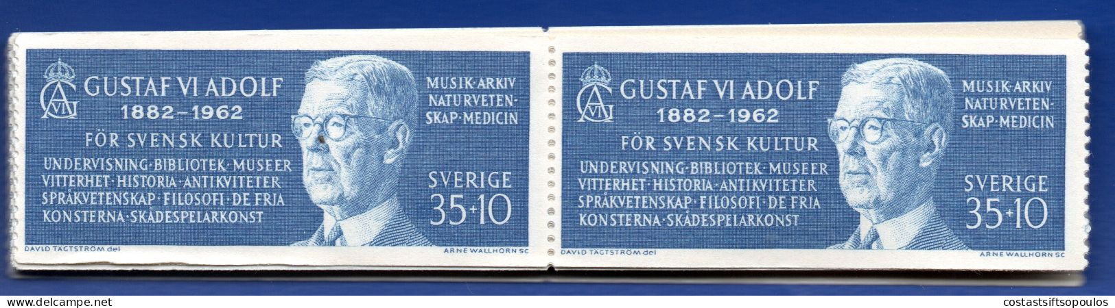 1482. SWEDEN. 1962 KING GUSTAF VI 35o + 10o MNH COIL STRIP OF 90 STAMPS. SCARCE - Machine Labels [ATM]