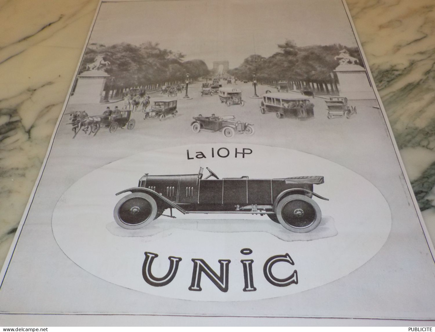 ANCIENNE PUBLICITE LA 10 HP   UNIC    1923 - Voitures