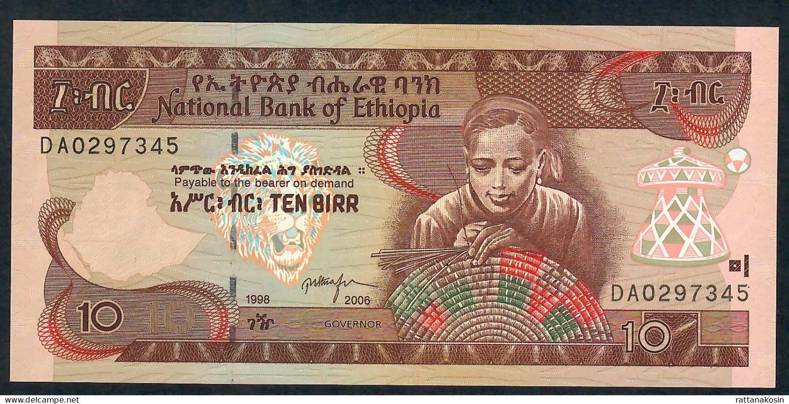 ETHIOPIA P48d  10 BIRR  1998/2006 #DA   UNC. - Ethiopië