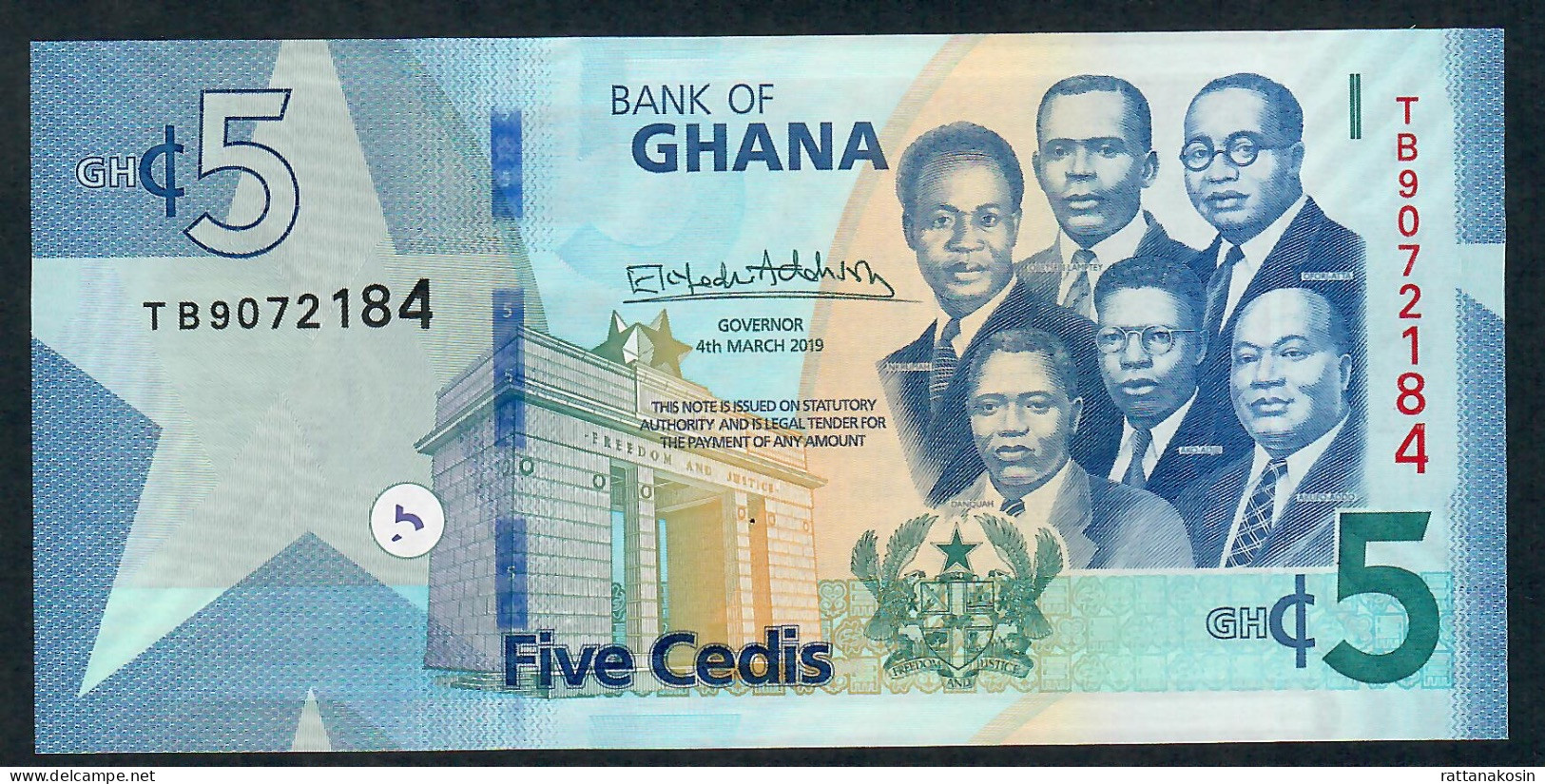 GHANA  NLP 5 CEDI 2019  #TB       UNC. - Ghana