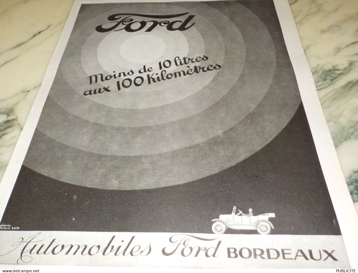 ANCIENNE PUBLICITE BORDEAUX  LA FORD FRANCAISE 1924 - Voitures