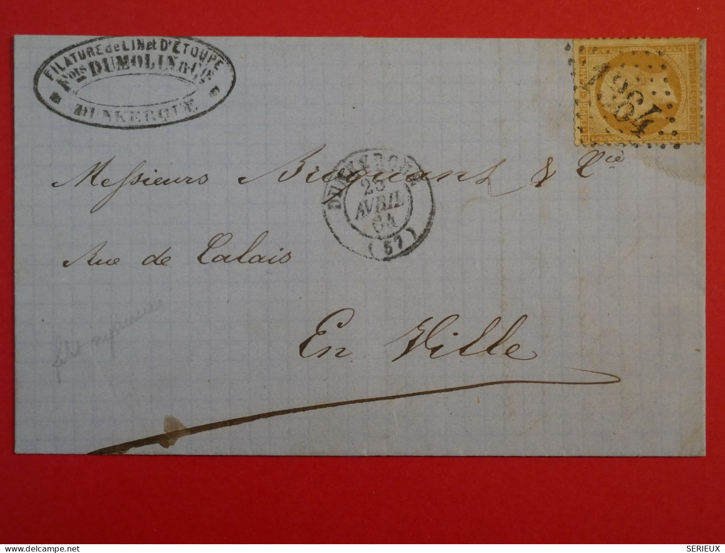 BQ2  FRANCE BELLE LETTRE 1864   A DUNKERQUE  +N° 21  ++ AFFRANCH. INTERESSANT+ - 1862 Napoléon III