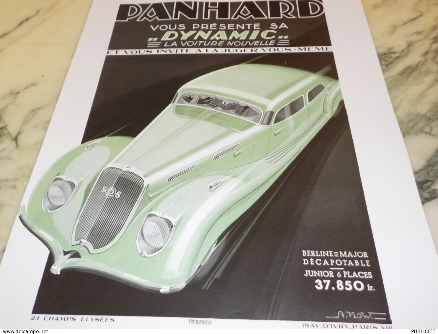 ANCIENNE PUBLICITE DYNAMIC  VOITURE PANHARD  1936 - Voitures