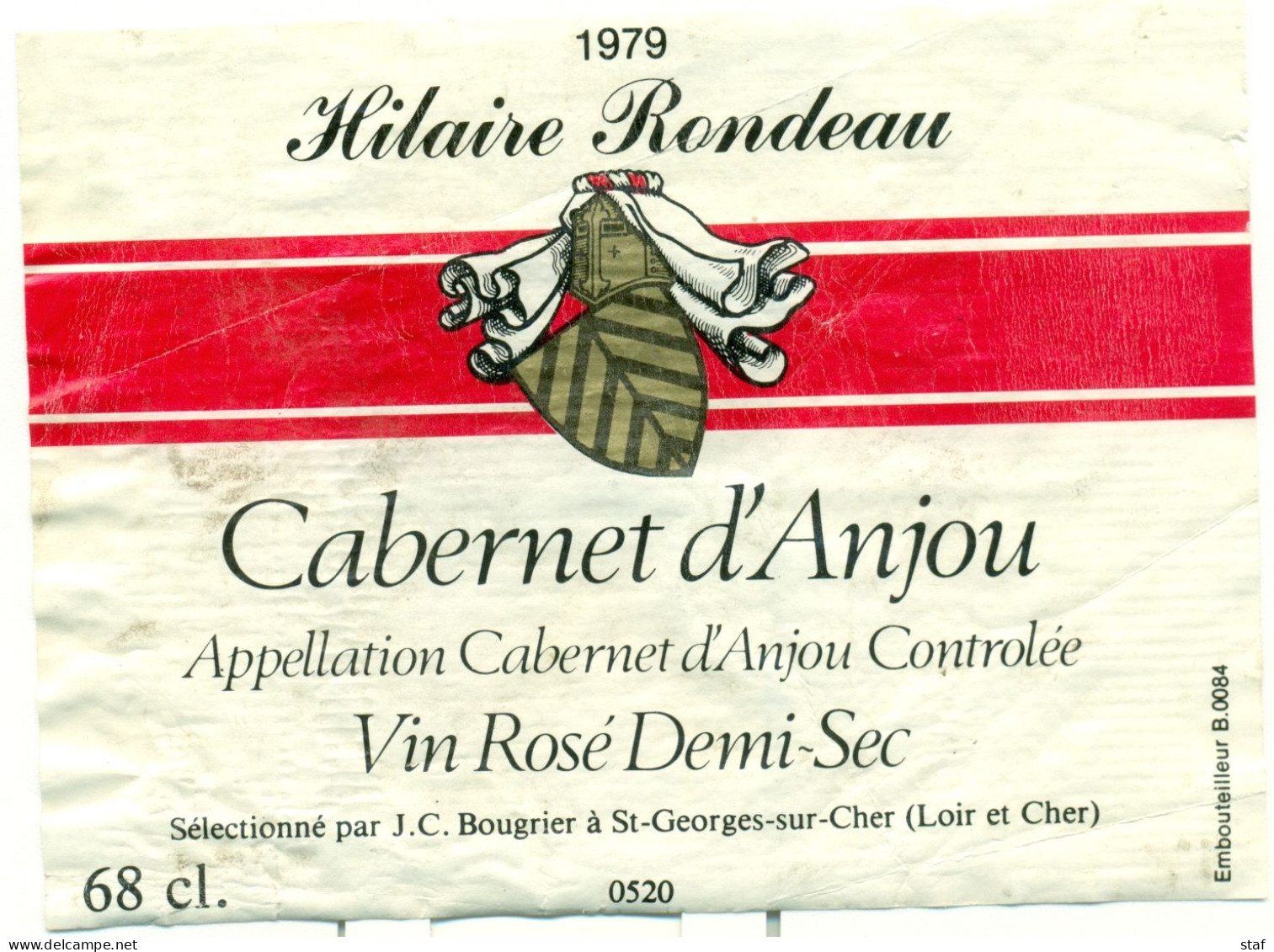 (M2) Etiquette - Etiket Cabernet D'Anjou 1979 - Hilaire Rondeau - Vino Rosato