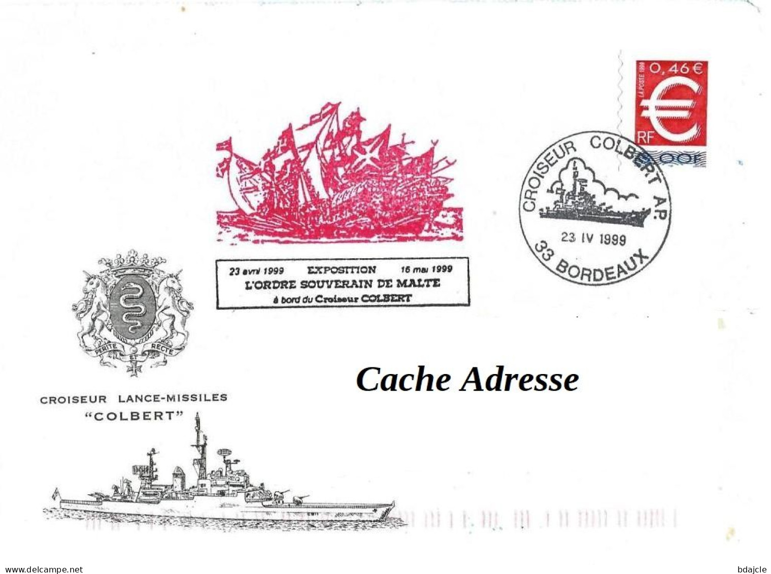 Carte Postale Neuve - Croiseur Colbert Avec Enveloppe "Croiseur Colbert" Bordeaux 23-04-1999 - Barche