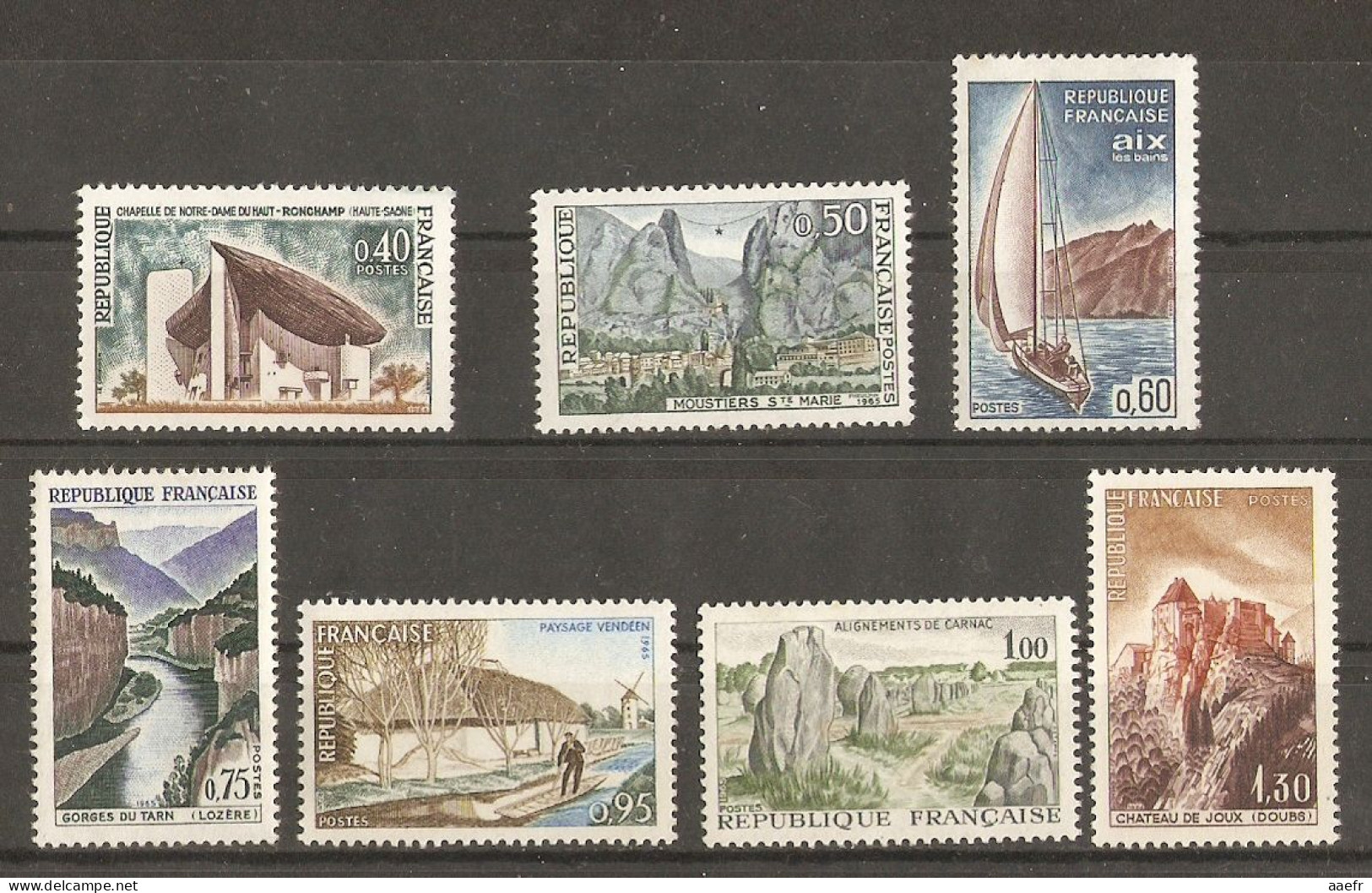 France 1965 - Série Touristique - Série Complète De 7 MNH - 1435/41 - Joux - Carnac - Vendée - Tarn - Aix-les-Bains - Vrac (max 999 Timbres)