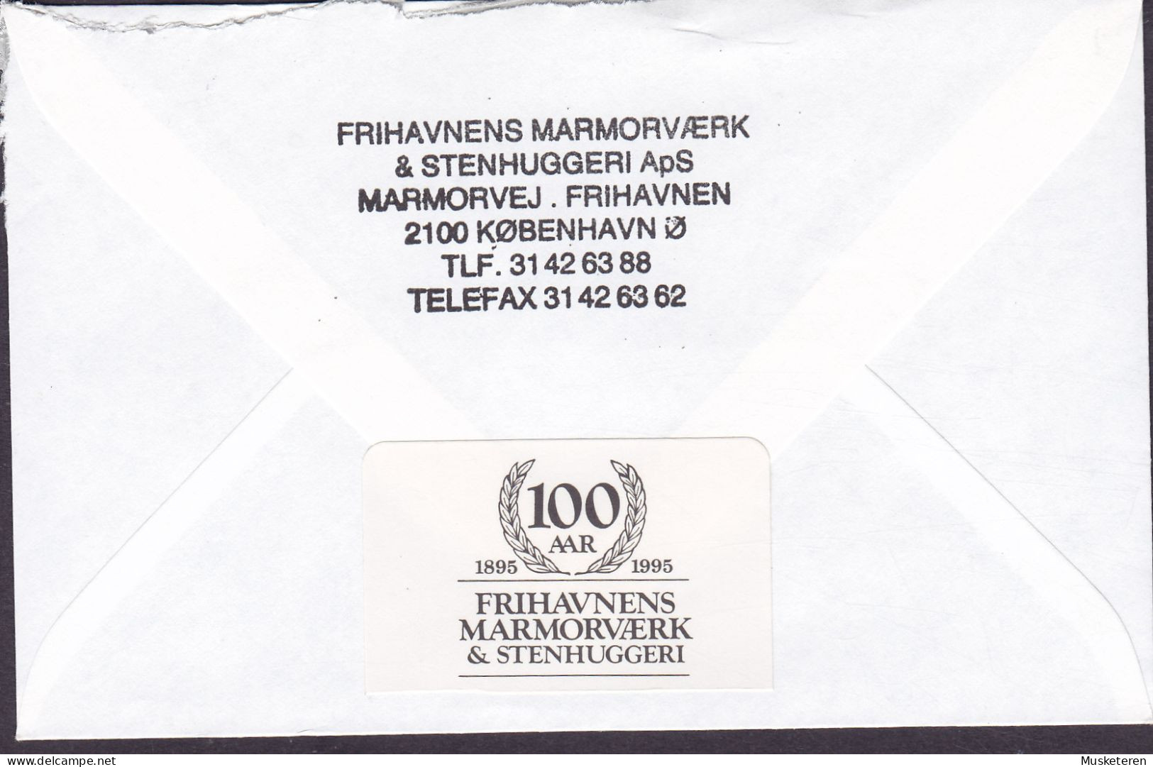 Denmark FRIHAVNENS MARMORVÆRK & STENHUGGERI Vignette LYNGBY 1995 'Petite' Cover Brief HØRSHOLM Cz. Slania Stamp - Storia Postale