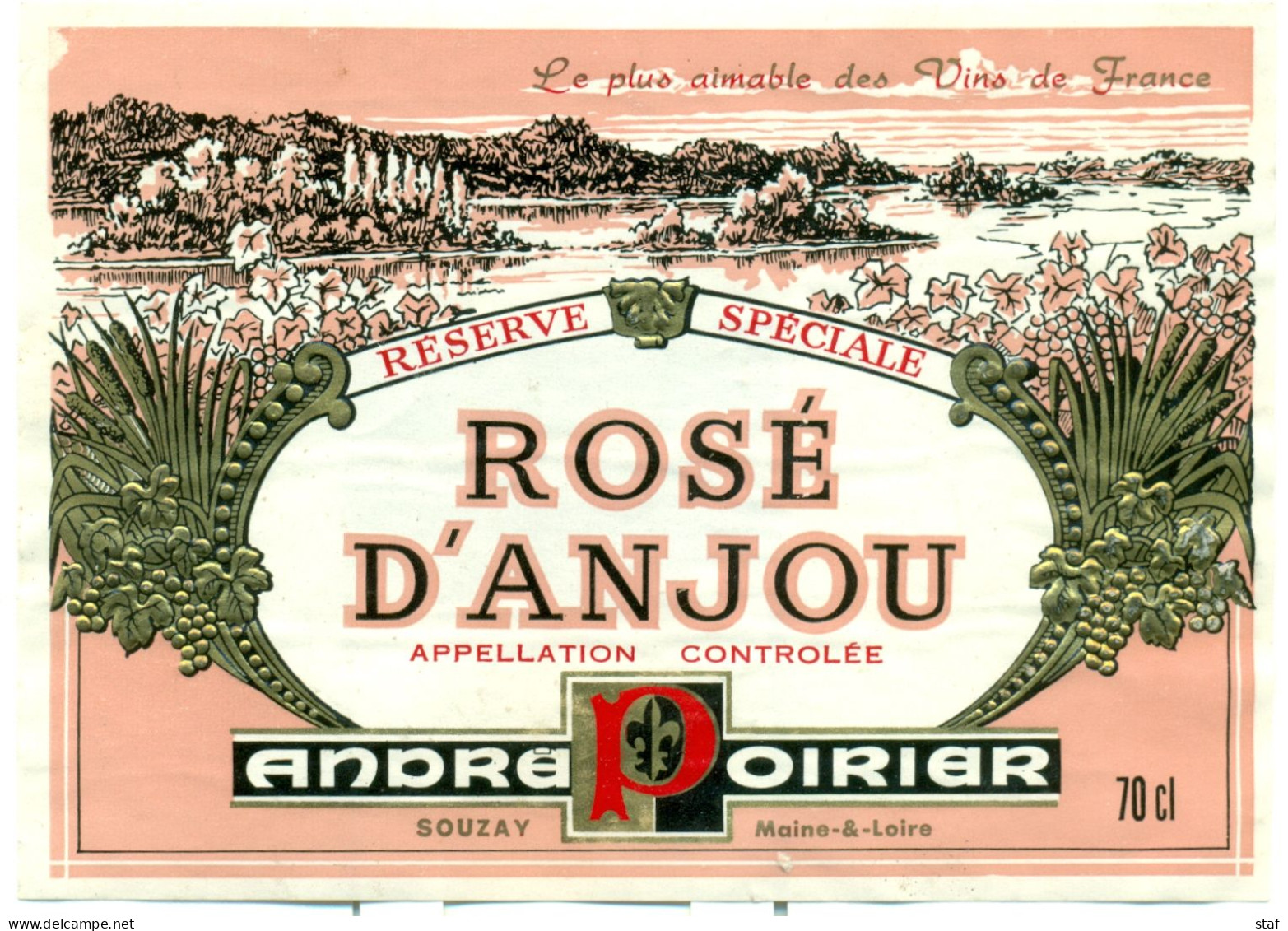 (M2) Etiquette - Etiket Rosé D'Anjou - André Poirier - Vino Rosato