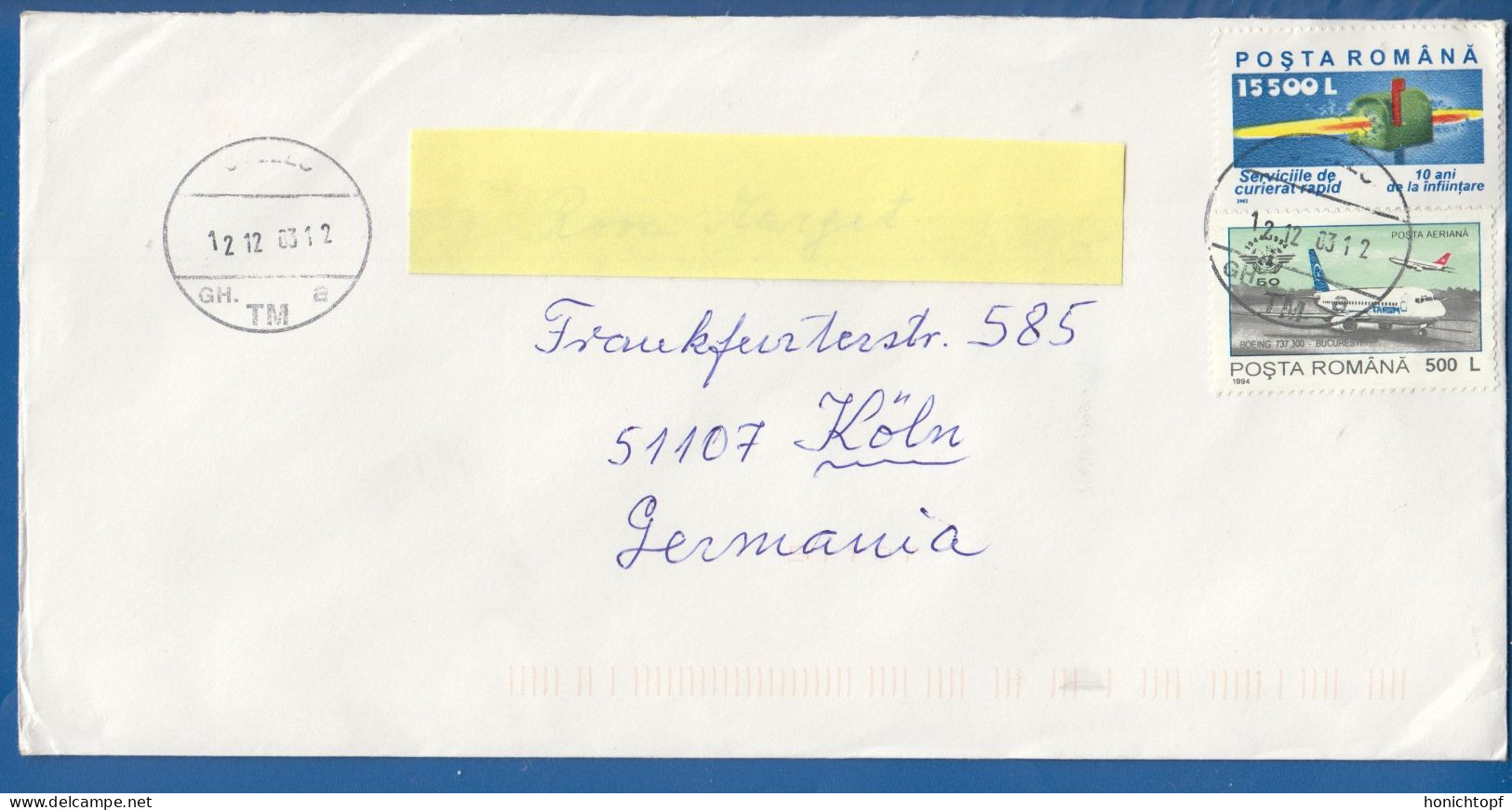 Rumänien; Brief Infla 2003; Timisoara; Romania - Storia Postale