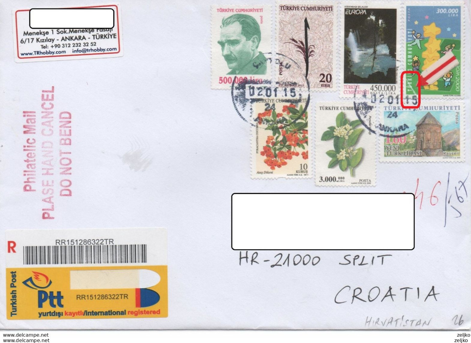 Turkey, Registered Letter, One Stamp Damaged - Cartas & Documentos