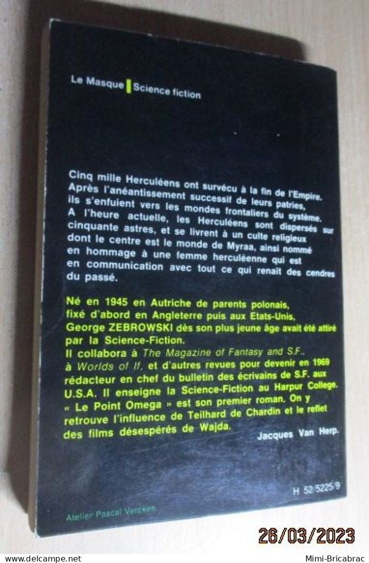 DIVCORO LIVRE SCIENCE-FICTION / LE MASQUE N°15 / G ZEBROWSKI NAUTIK / LE POINT OMEGA 3 - Le Masque SF