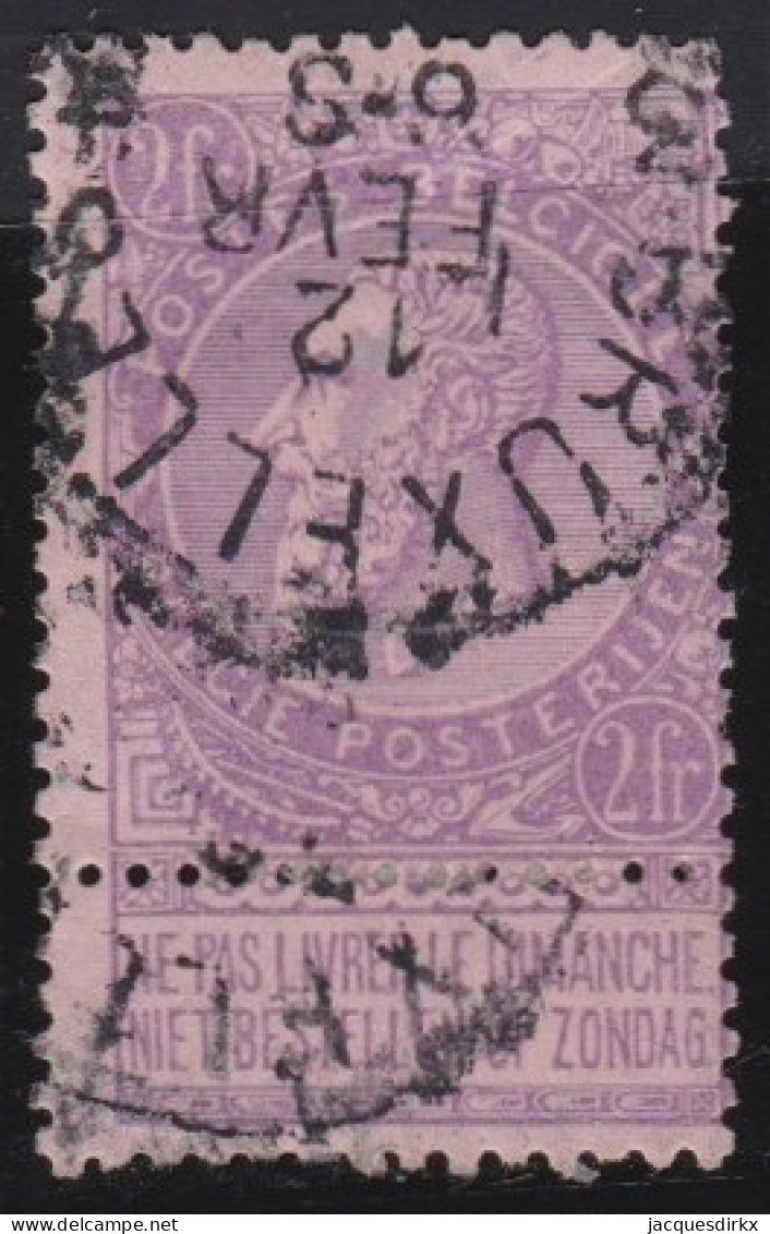 Belgie    .   OBP  .   66     .  Beetje Papier Op Gom     .   O    .     Gestempeld    .    /  .    Oblitéré - 1893-1900 Fijne Baard