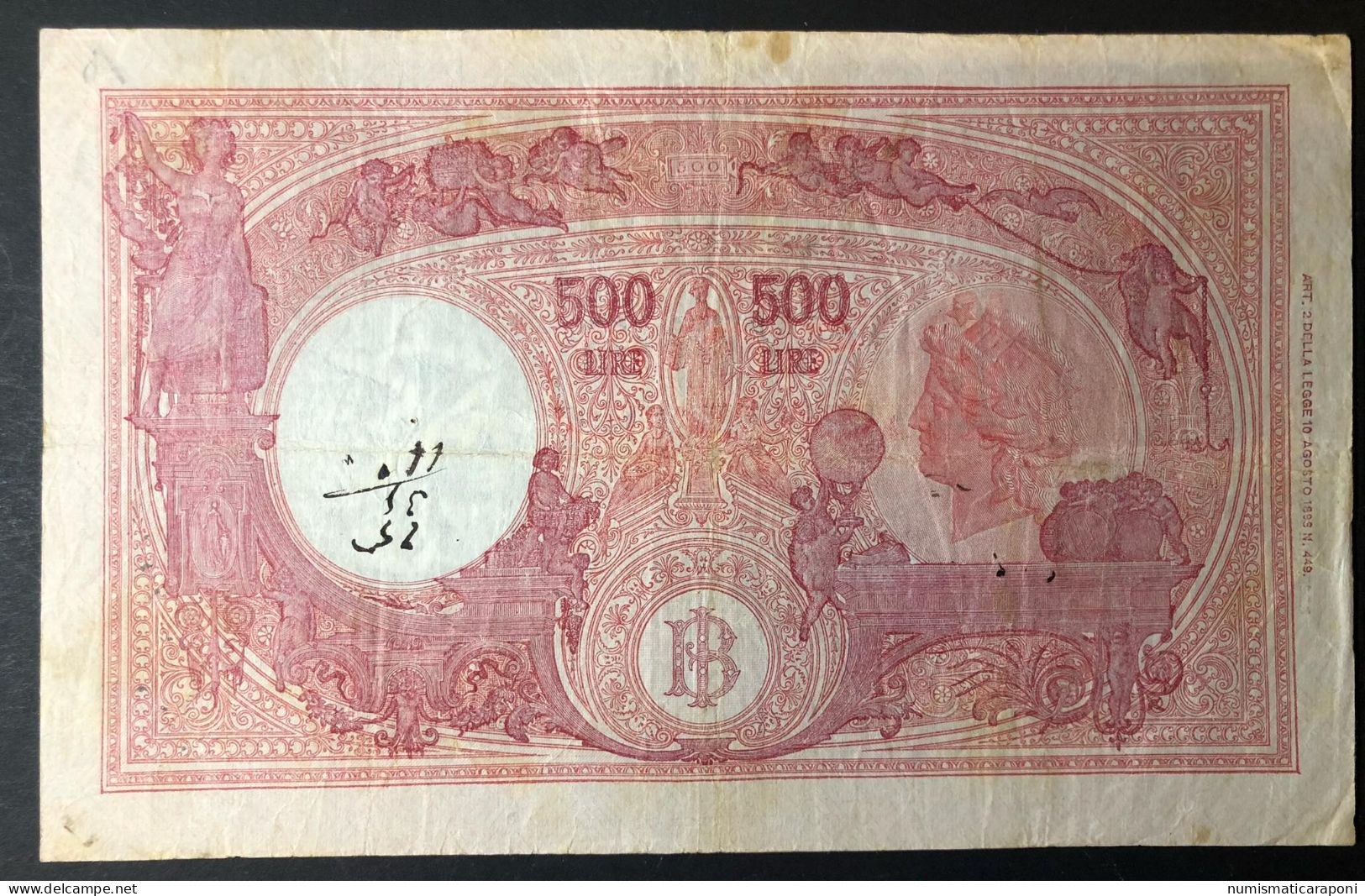 500 LIRE BARBETTI GRANDE C B.I. 09 06 1945 Forellini E Scritte Ma Bella La Carta E I Colori LOTTO 1567 - 500 Liras