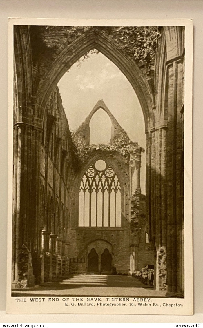 THE WEST END OF THE NAVE, TINTERN ABBEY, Monmouthshire​​​​​​​ Wales Postcard, E G Ballard - Monmouthshire