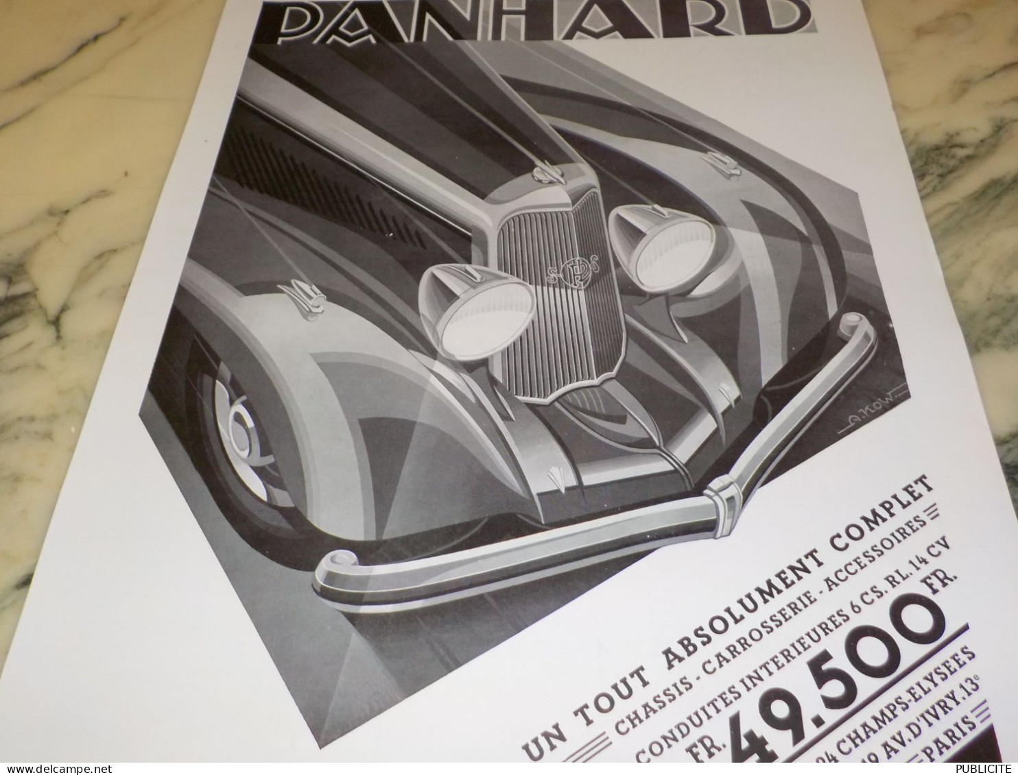 ANCIENNE PUBLICITE COMPLET VOITURE  PANHARD 1933 - Voitures