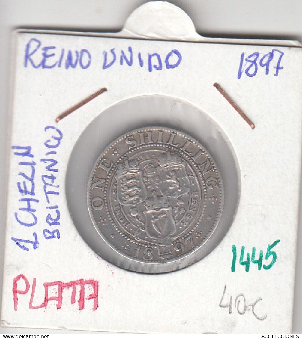 CR1445 MONEDA REINO UNIDO 1 CHELIN 1897 PLATA EBC+ - Autres & Non Classés