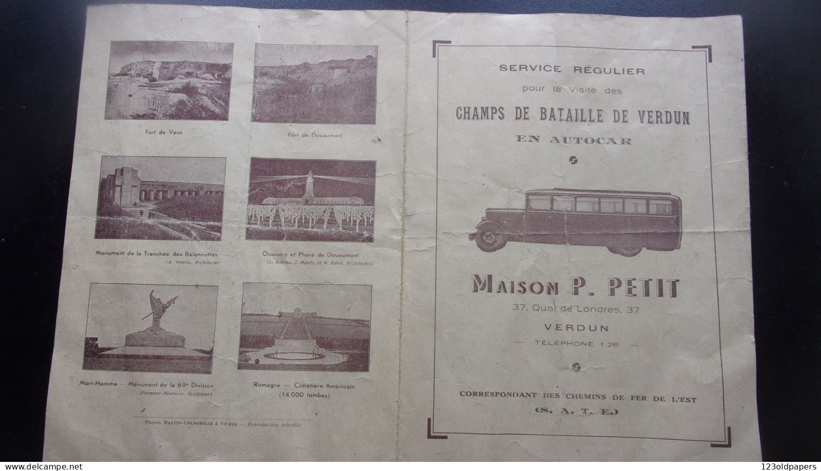 ️  ️  WWI VERDUN  MAISON PETIT SERVICE REGULIER VISITE  CHAMPS DE BATAILLE EN AUTOCAR - 1914-18