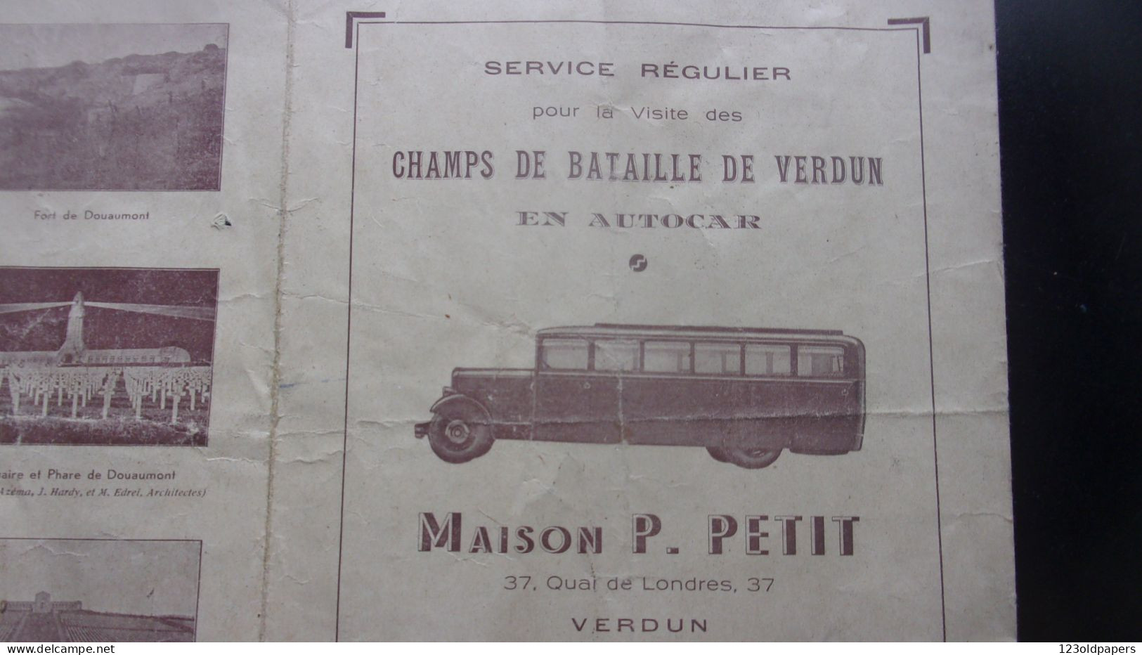 ️  ️  WWI VERDUN  MAISON PETIT SERVICE REGULIER VISITE  CHAMPS DE BATAILLE EN AUTOCAR - 1914-18