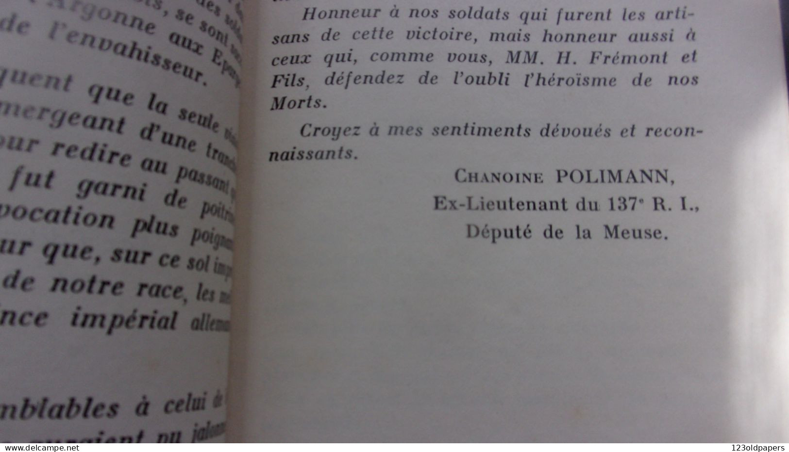 ️  ️  WWI La Tranchée Des Baïonnettes Son Histoire Lettre-préface De M. Le Chanoine Polimann 1939 - Autres & Non Classés