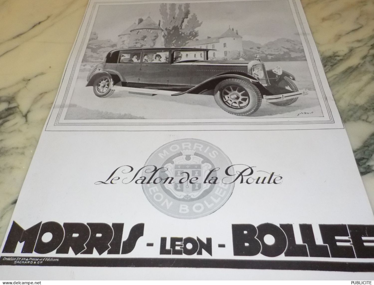 ANCIENNE PUBLICITE VOITURE MORRIS LEON BOLLEE UN SALON DE LA ROUTE 1929 - Voitures