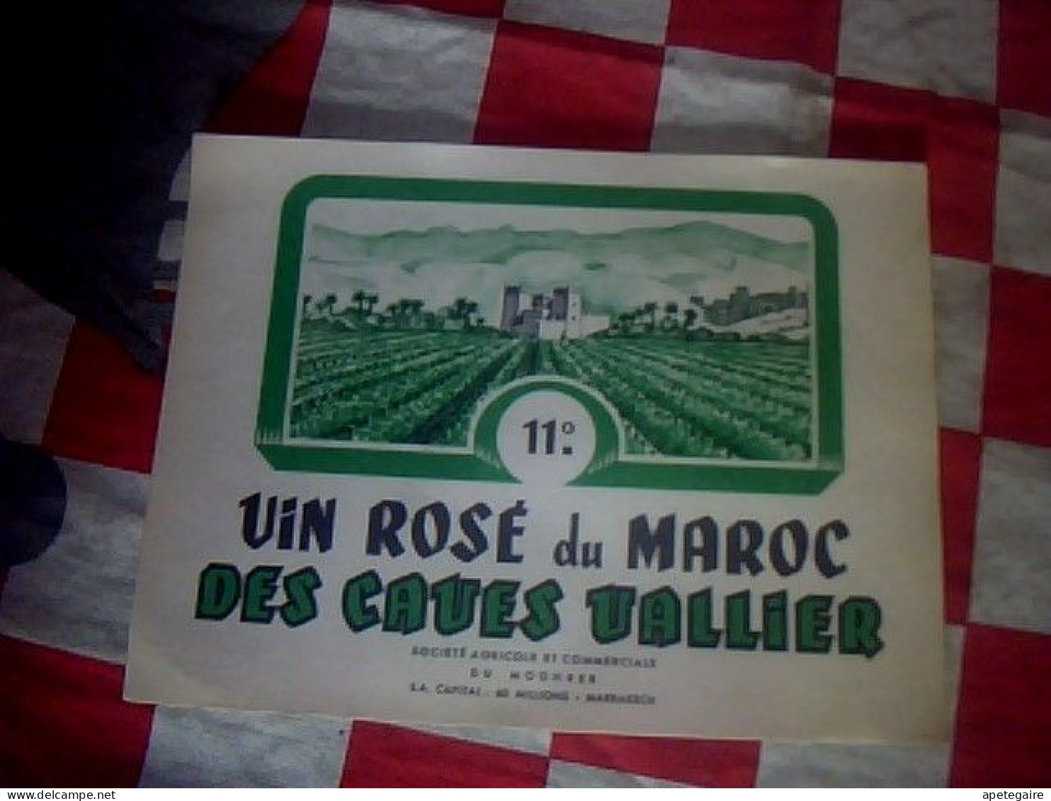 Maroc Etiquette De Vin Non Utilisèe Rosé Vin Rosè Du Maroc Des Caves Vallier Société Agricole Et Commerciale Du Maghreba - Pink Wines