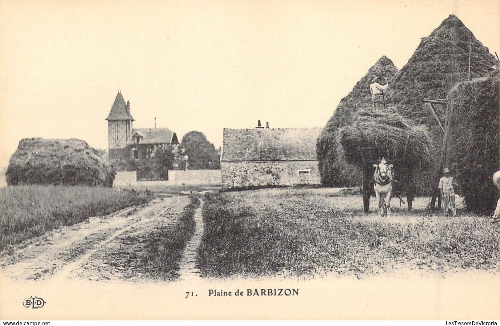 FRANCE - 77 - Barbizon - Plaine De Barbizon - Paille - Fermier - Cheval - Carte Postale Ancienne - Barbizon