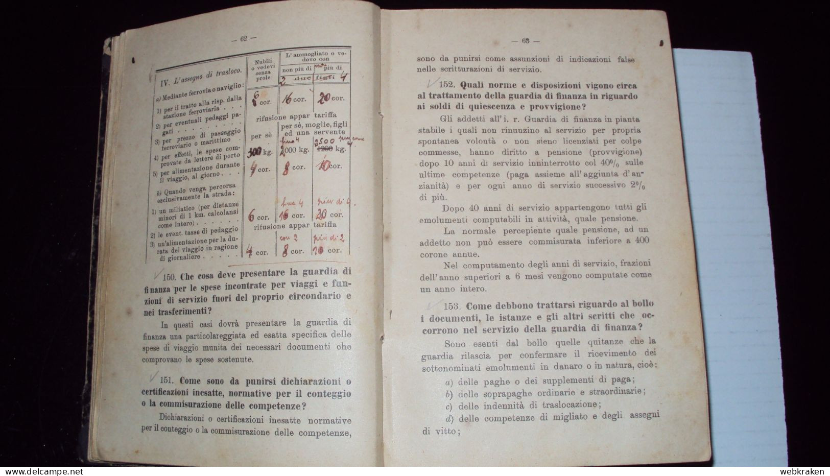 VECCHIO LIBRO MANUALE DELLA I.R. GUARDIA DI FINANZA IN AUSTRIA DATO A PIRANO STAMPATO A TRIESTE 1902 MOLTO BELLO