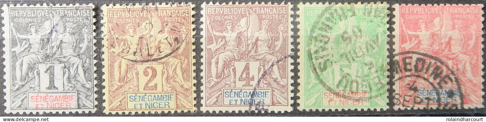 R2141/77 - 1903 - COLONIES FRANÇAISES - SENEGAMBIE Et NIGER - N°1 à 5 Oblitérés - Usati