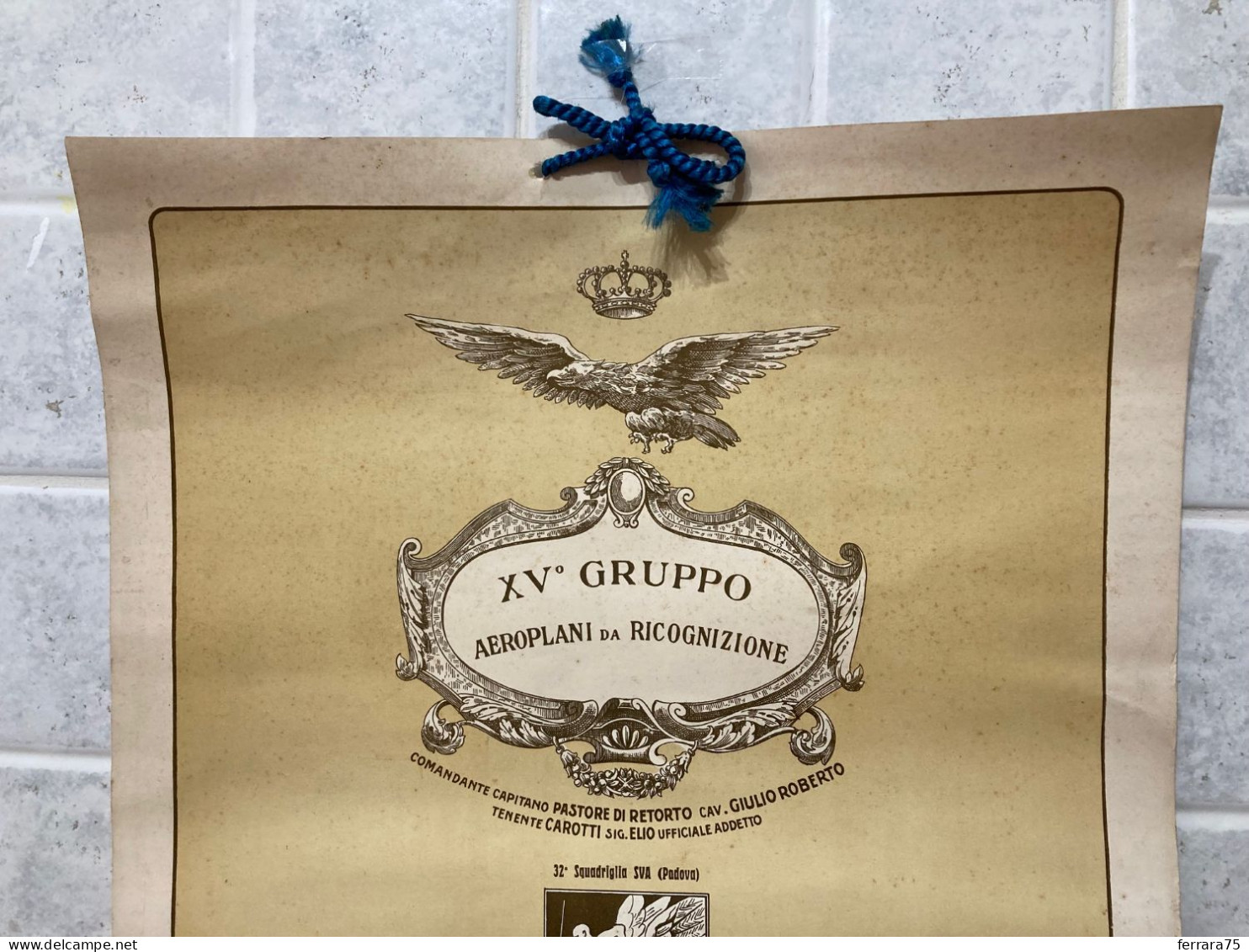 MANIFESTO WW1 AVIAZIONE XV°GRUPPO AEROPLANI DA RICOGNIZIONE 32°SQUADRIGLIA SVA. - Aviazione