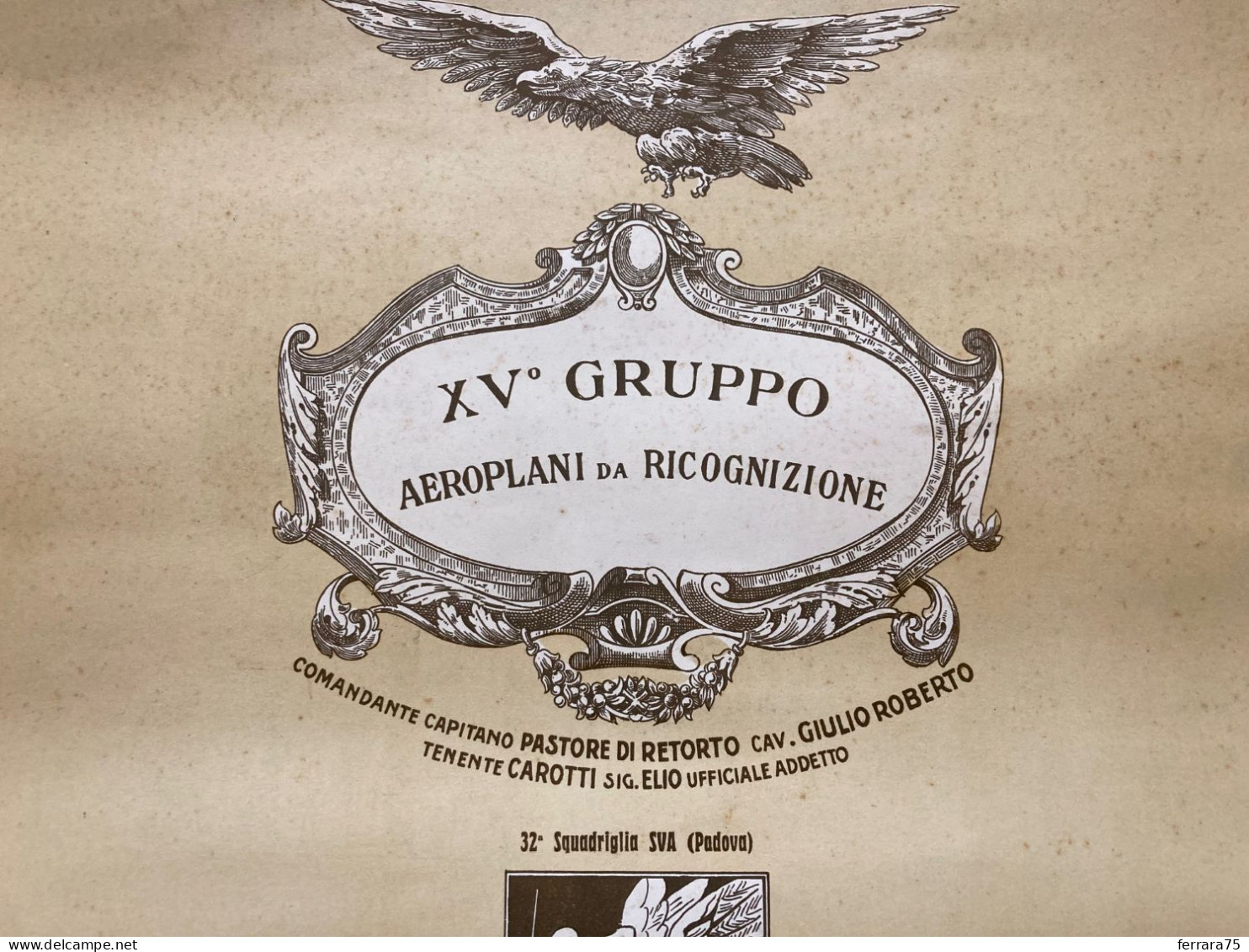 MANIFESTO WW1 AVIAZIONE XV°GRUPPO AEROPLANI DA RICOGNIZIONE 32°SQUADRIGLIA SVA.