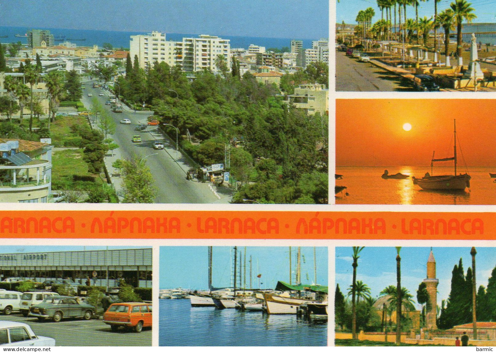 LARNACA, MULTIVUE, LA VILLE, LES BATEAUX, AEROPORT, VOITURES, MOSQUEE D' UMM HANAN OU HALA COULEUR REF 7318 SGD - Chypre