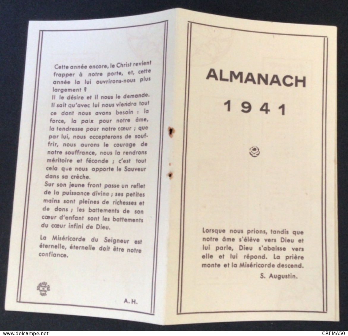 Almanach 1941. Saint Augustin - Santini