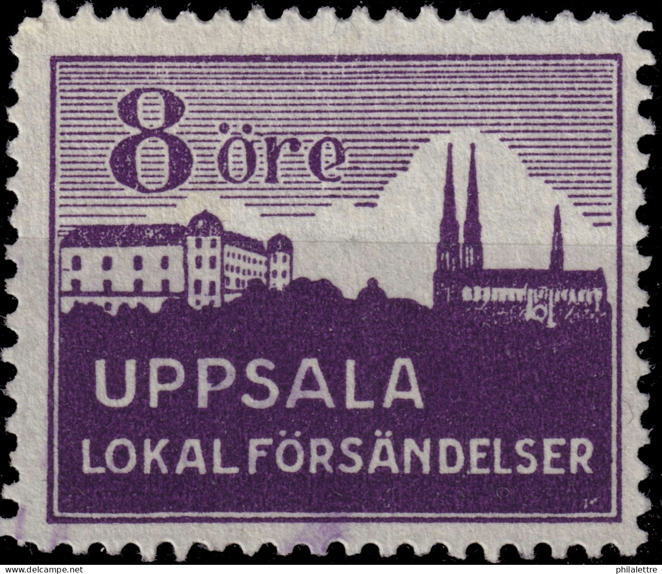 SUÈDE / SWEDEN - Local Post UPPSALA 8öre Violet - VF Used - Local Post Stamps