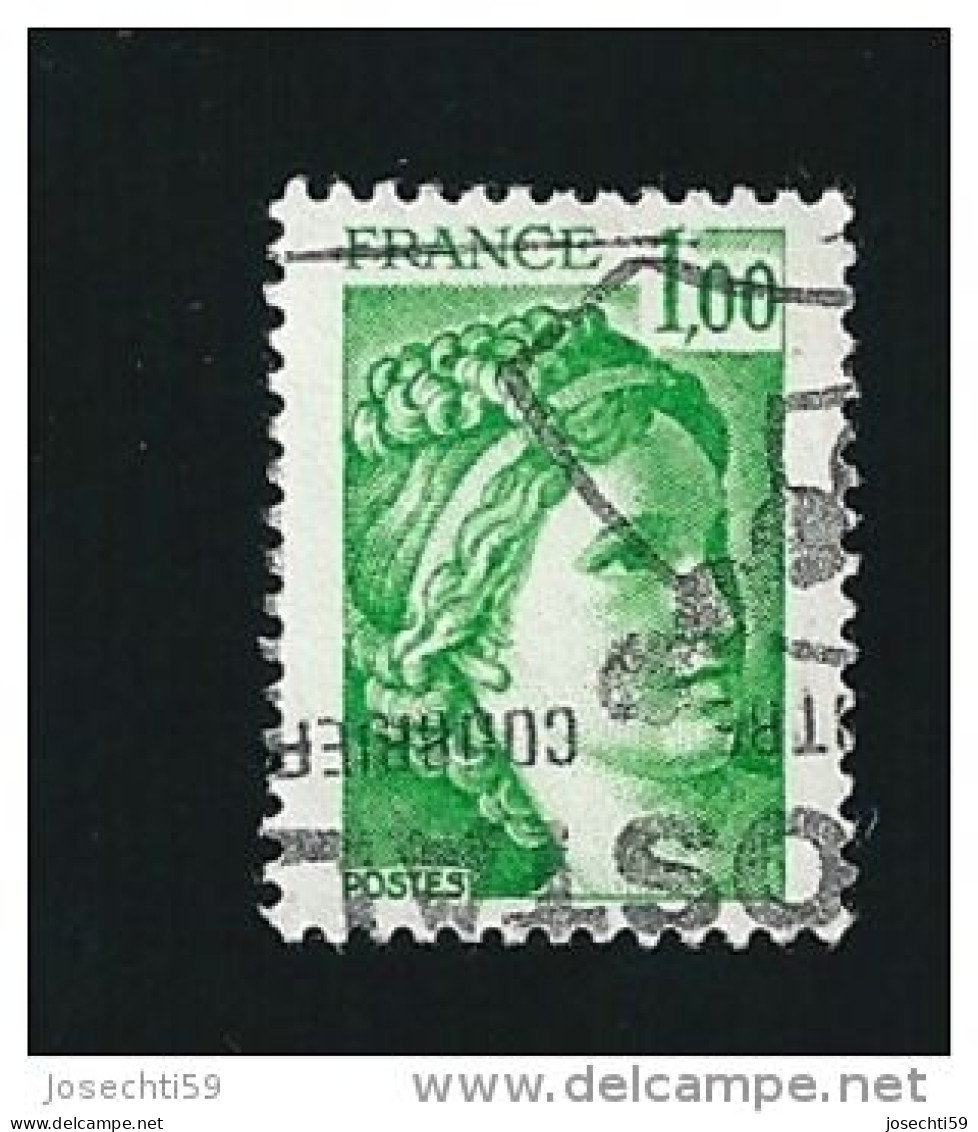 N° 1973 Sabine 1 Fr Vert Timbre  France Oblitéré 1977 Sans Bandes Phosphore - Used Stamps