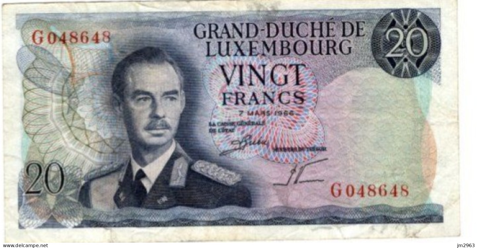 LUXEMBOURG 20 Francs G 07.03.1966 G048648 - Luxembourg