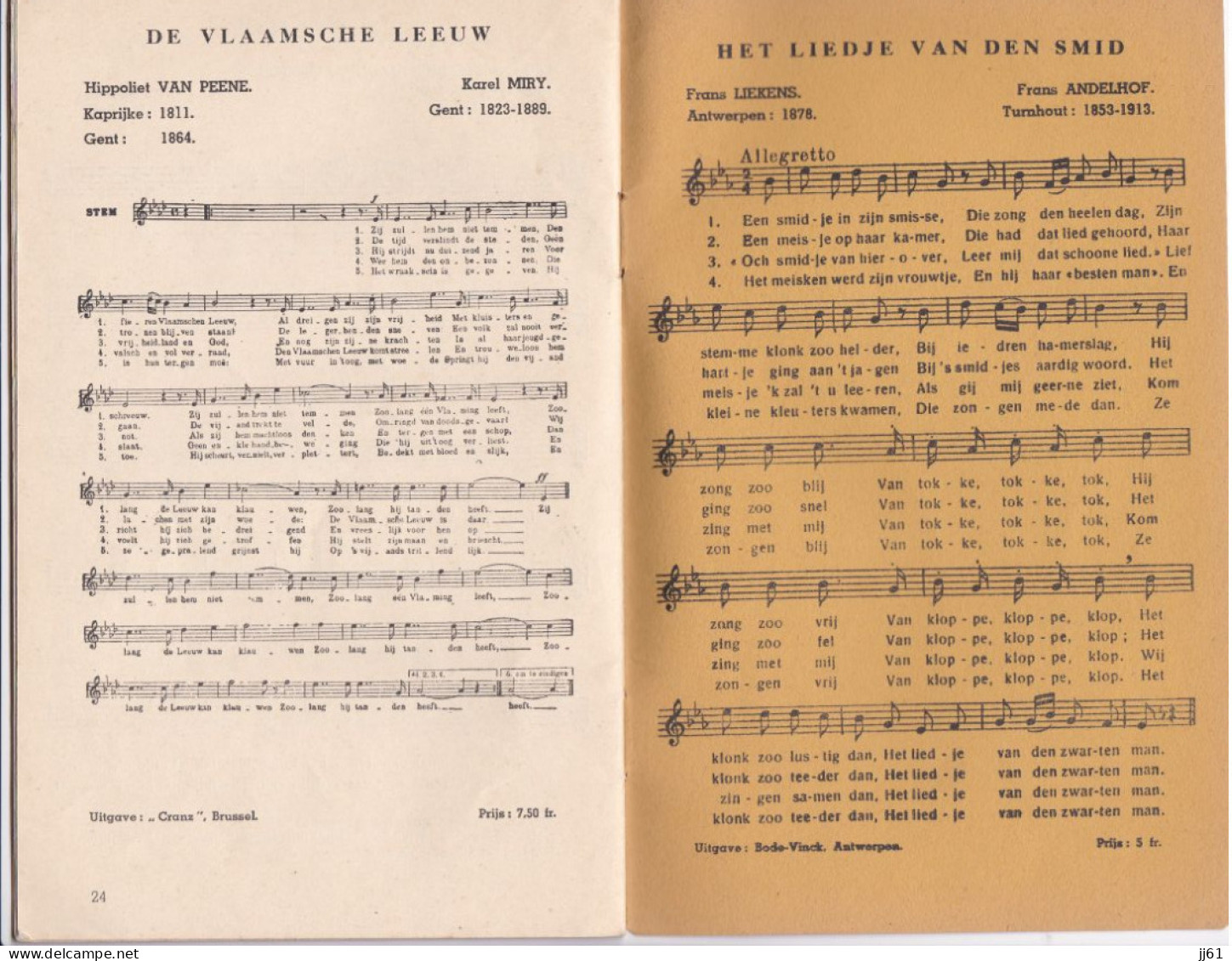 LIVRE DE CHANSONS HOLLANDAISE VLAEADEREN DIJO RECHTIXOUT 26 PAGES EDITION ROODESTR 44 ANTWERPEN ANNEE 1939 - Nederland