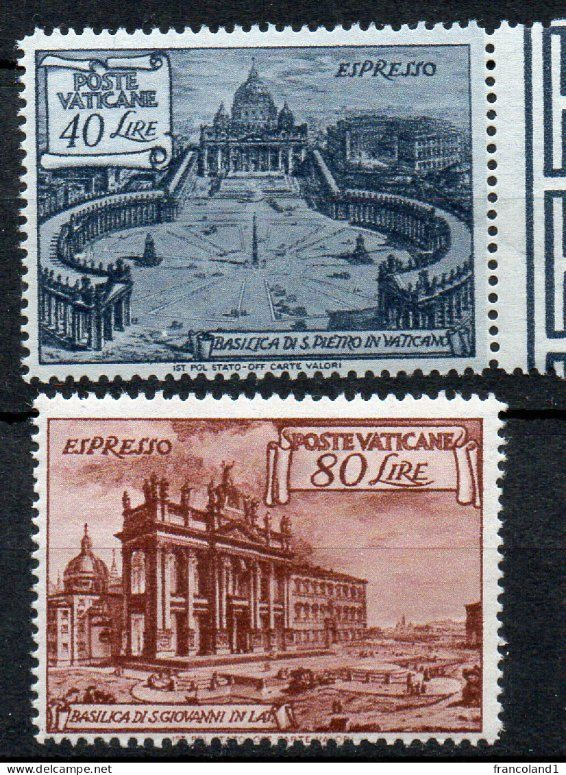 1949 Vaticano Basiliche Espressi N. E11 - 12 INTEGRI MNH** Sassone 100 Euro - Express