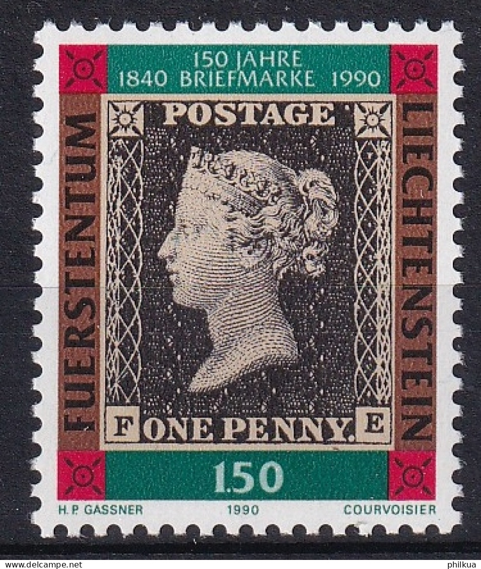 MiNr. 986 Liechtenstein 1990, 5. März. 150 Jahre Briefmarken - Postfrisch/**/MNH - Timbres Sur Timbres