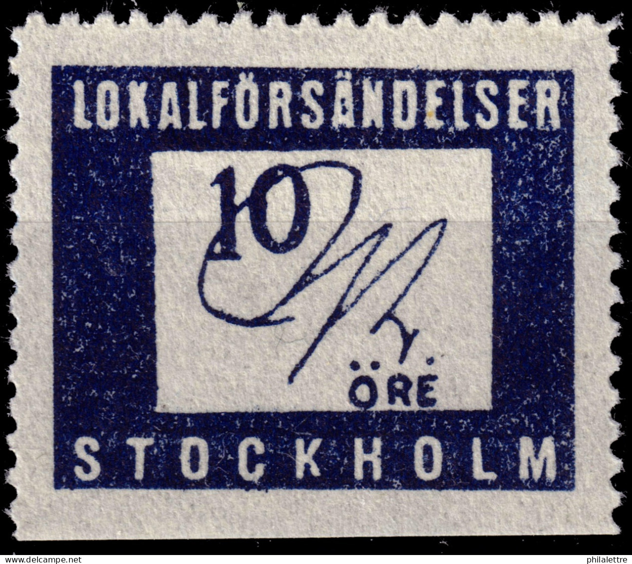SUÈDE / SWEDEN - Local Post STOCKHOLM 10öre Blue Imperf At Botom - Mint* - Emissioni Locali