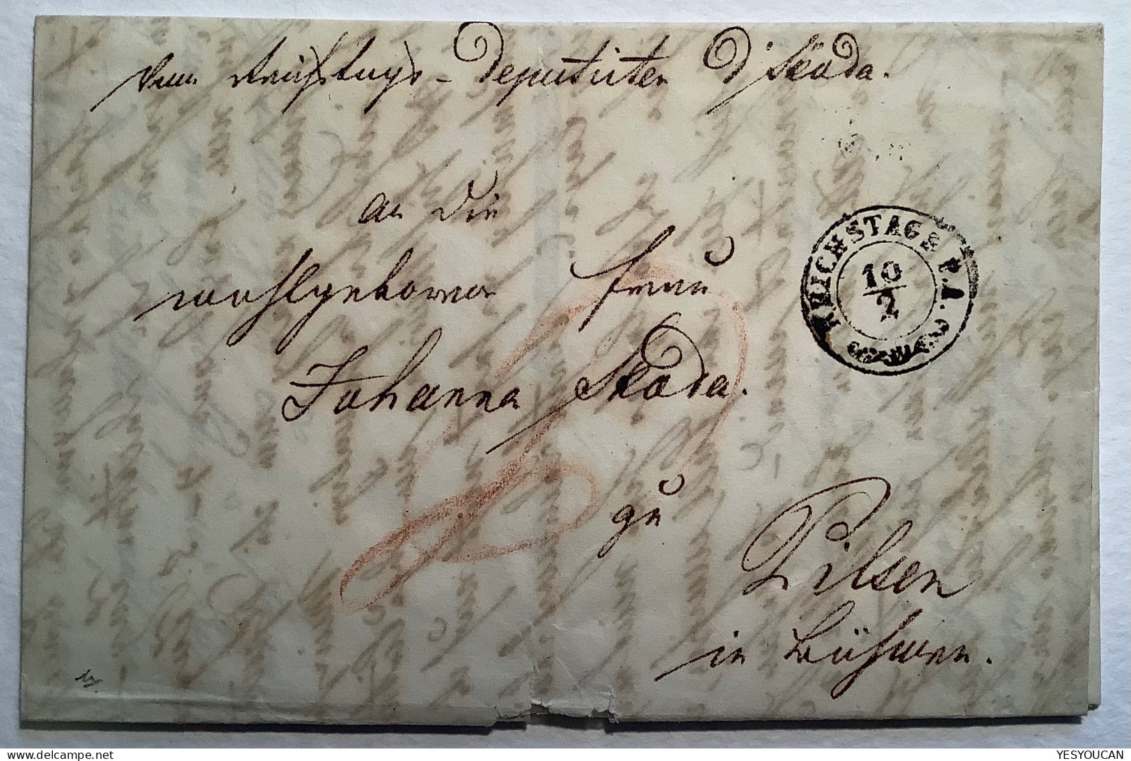 Kremsierer Reichstag 1849"REICHSTAGS P.A."(RARITÄT Müller 710b = 200 P) Brief Kremsier Mähren (Czech Republic Österreich - ...-1850 Voorfilatelie