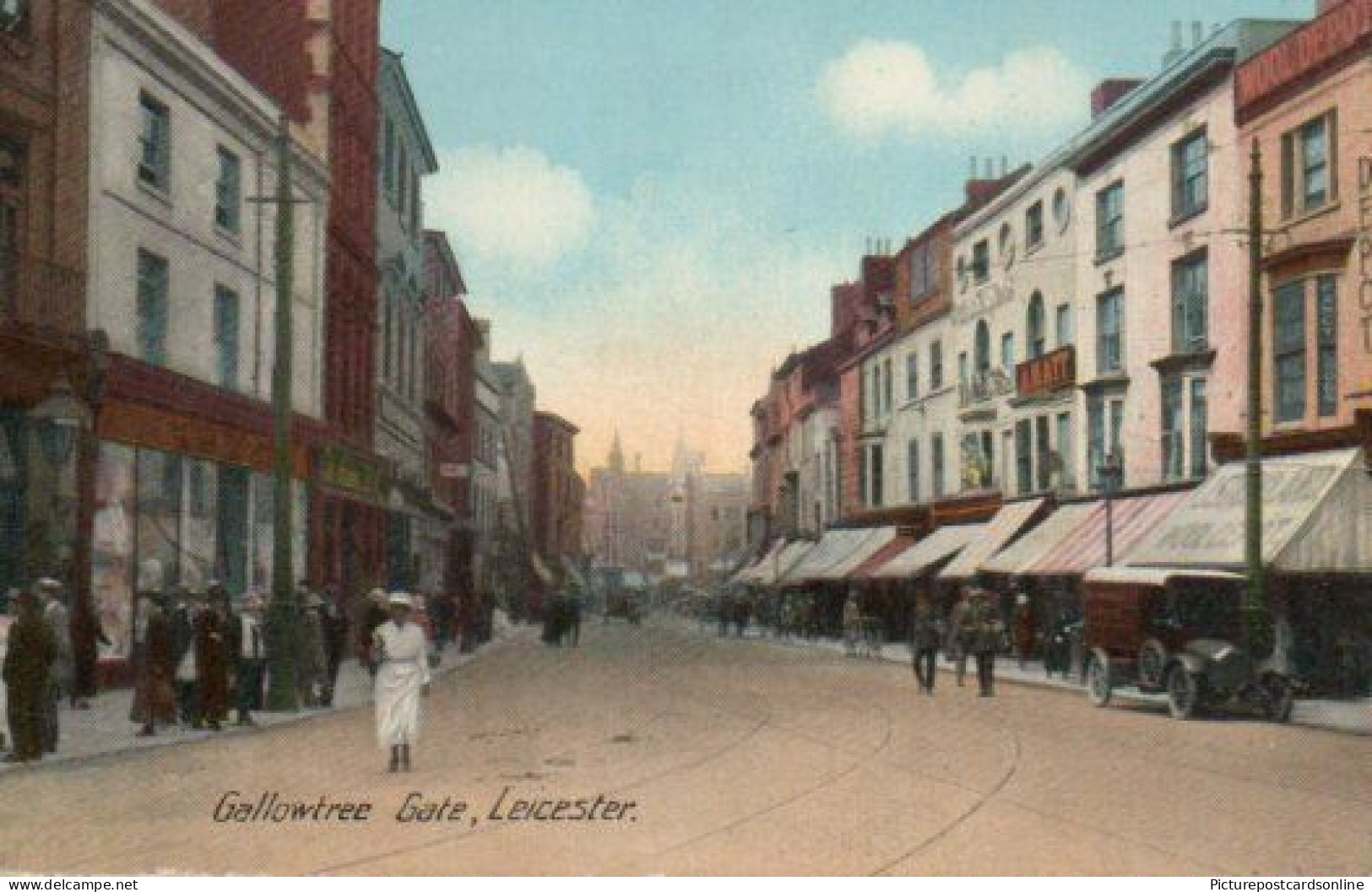 LEICESTER GALLOWTREE GATE OLD COLOUR POSTCARD LEICESTERSHIRE - Leicester