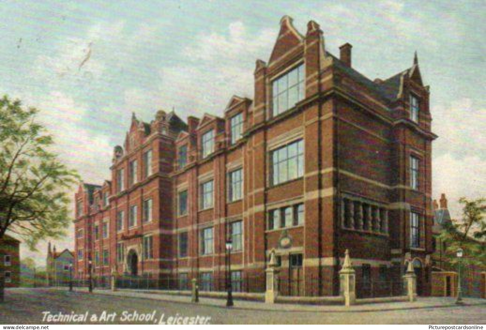 LEICESTER TECHNICAL SCHOOL OF ART OLD COLOUR POSTCARD LEICESTERSHIRE - Leicester