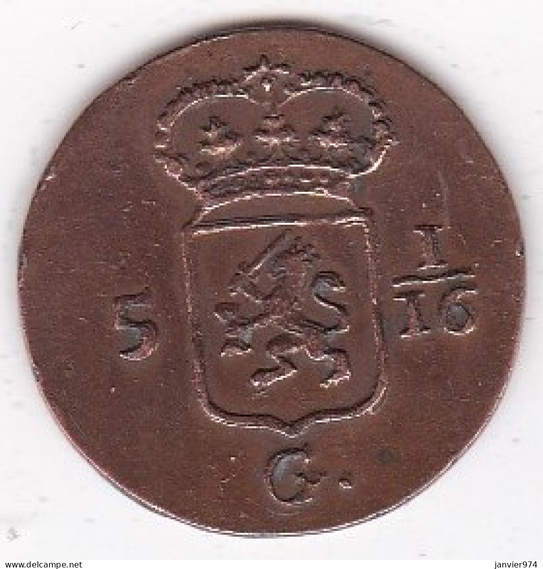 Indes Orientales Néerlandaises 1⁄16 Gulden 1808 Batavia, Napoléon Bonaparte , En Laiton, KM# 76a - Indonésie