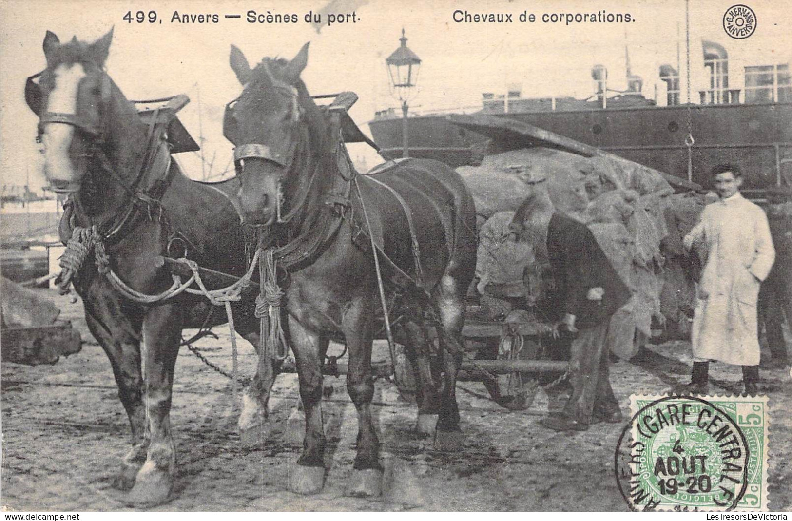 Belgique - Anvers - Scène Du Port - Chevaux De Corporations - Edit. G. Hermans - Animé  - Carte Postale Ancienne - Antwerpen