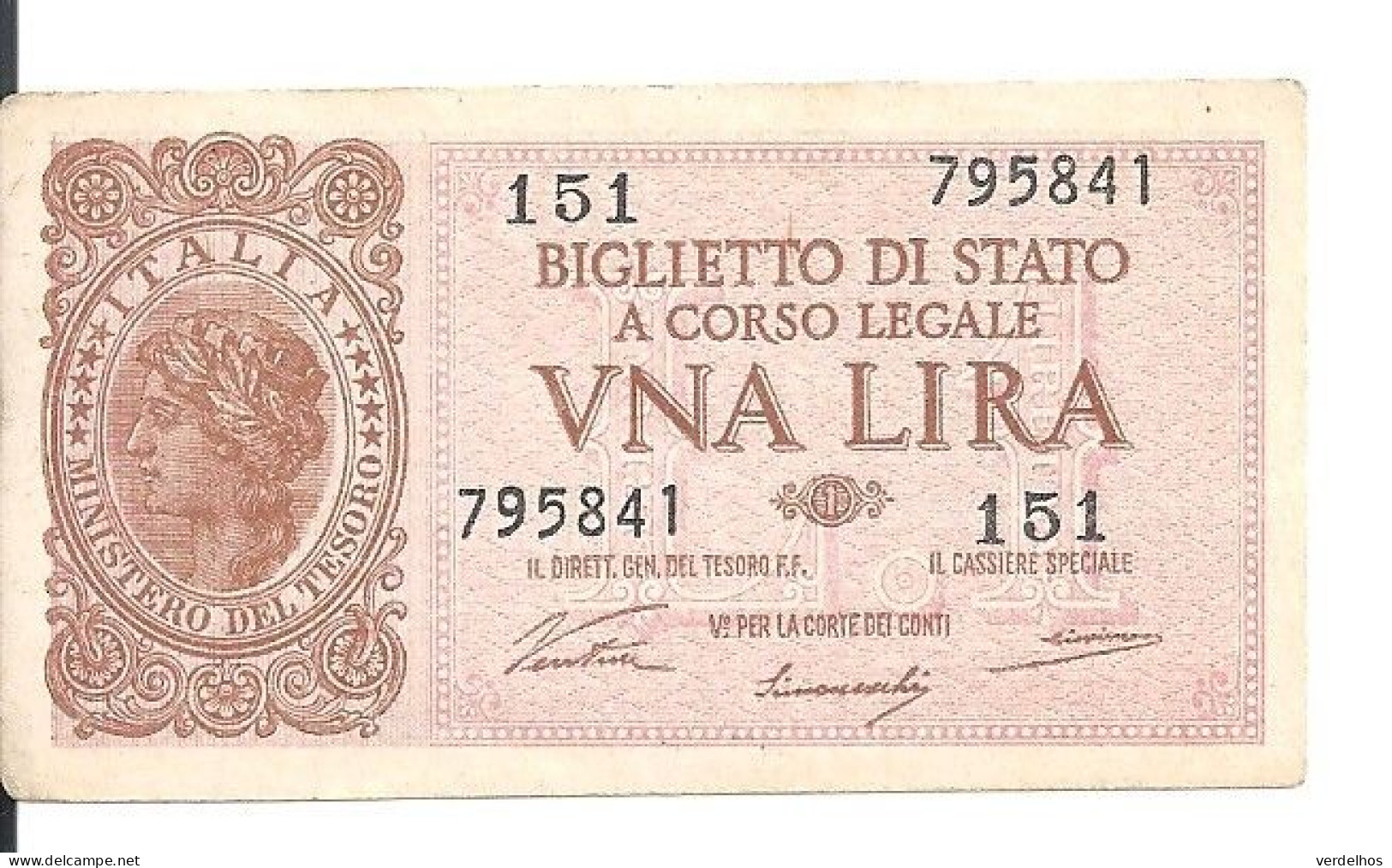 ITALIE 1 LIRE 1944 VF+ P 29 A - Regno D'Italia – 1 Lira